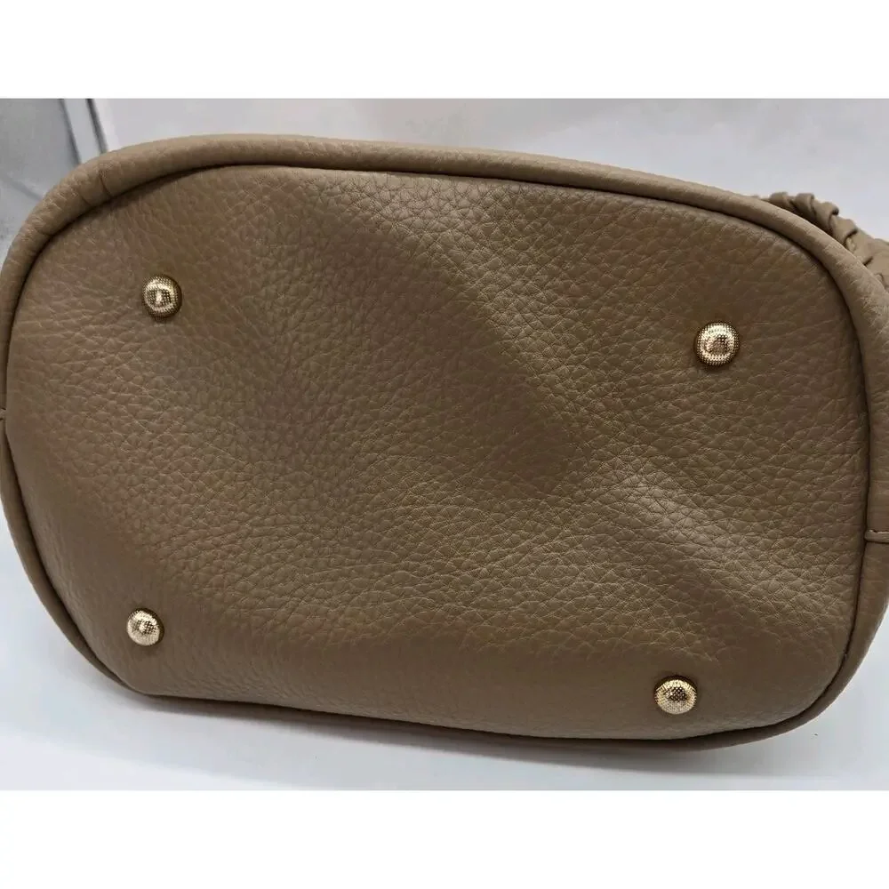 Isabelle Vegan Pebble Leather Brown Hobo Bag Braided Shoulder Strap NWT Wristlet